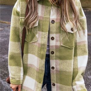 Plaid Green and Cream Women's Jacket